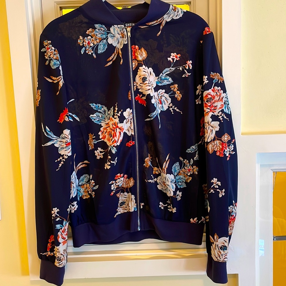Sheer Floral Print Jacket